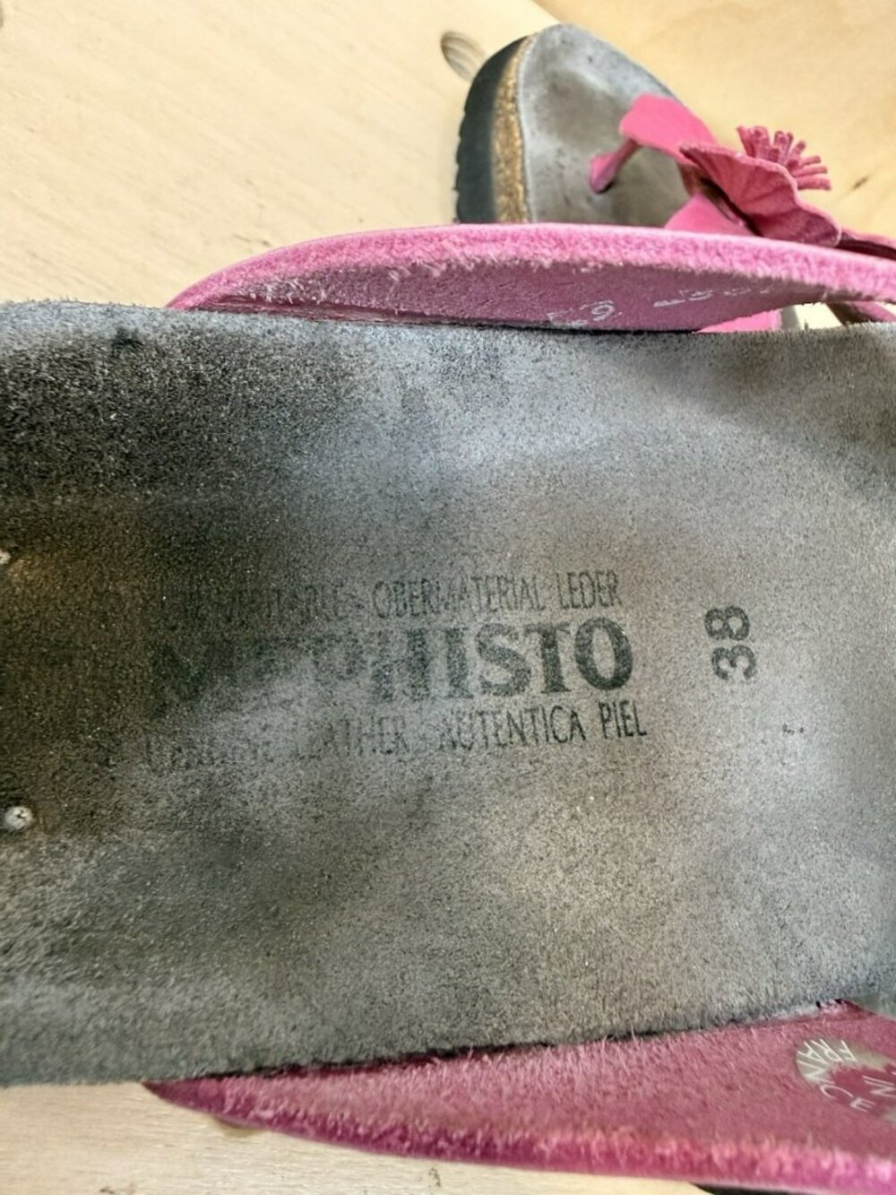 Mephisto Violette Womens Pink Flower Leather Flip Flop Thong Sandal EU 38 US 7.5 - Picture 9 of 12